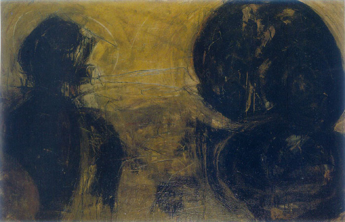 Michael Kravagna - Oil, asphalt on canvas, 90x140, 1986