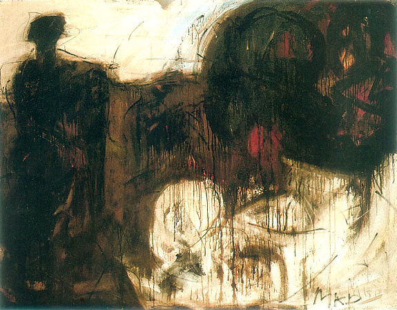 Michael Kravagna - Oil, asphalt on canvas, 160x190, 1986