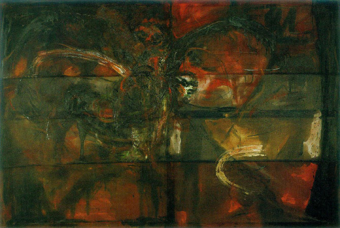 Michael Kravagna - Oil, asphalt on canvas, 130x190, 1986