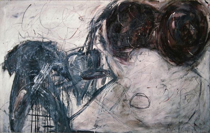 Michael Kravagna - Oil, asphalt on canvas, 120x190, 1986